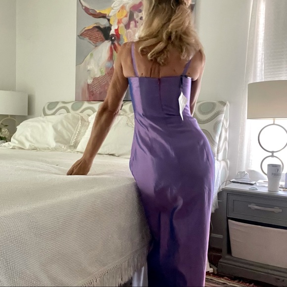 Gunne Sax Iridescent maxi dress slip party dress Lavender rhinestone Y2K - Picture 16 of 16